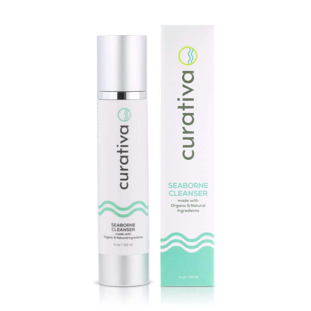 Curativa Seaborne Cleanser, organic skincare product in sleek bottle, 4 oz, natural ingredients, gentle face wash.