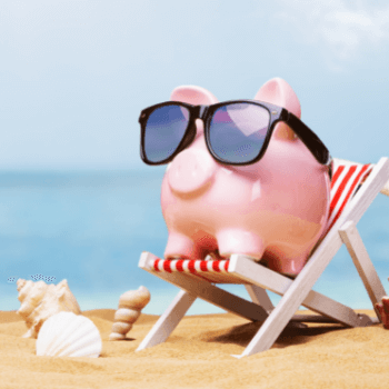Piggy bank on the beach