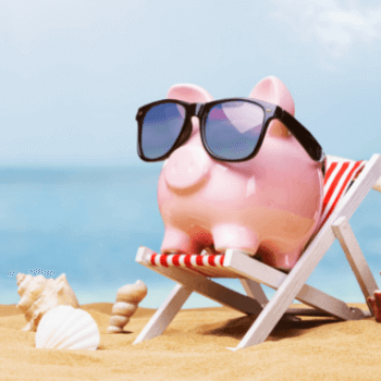 Piggy bank on the beach