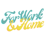Stylized "For Work & Home" text in blue and yellow gradient, ideal for remote work and home office themes.