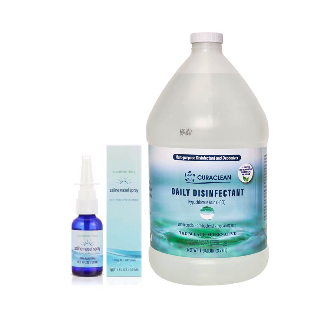 HCL Mold Response Bundle with daily disinfectant and saline nasal spray for effective mold prevention and cleaning.